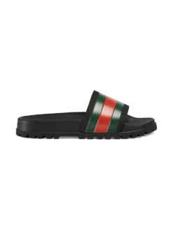 Men Gucci Black Pursuit Web Slides