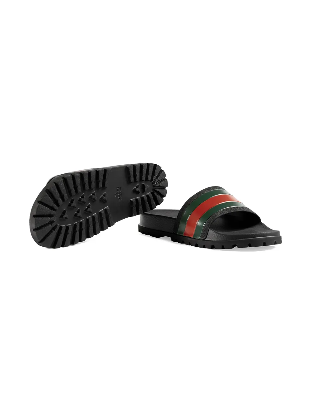 Men Gucci Black Pursuit Web Slides - Image 5
