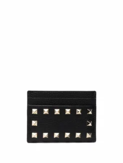 Women Valentino Garavani Rockstud Gold-tone Detail Cardholder