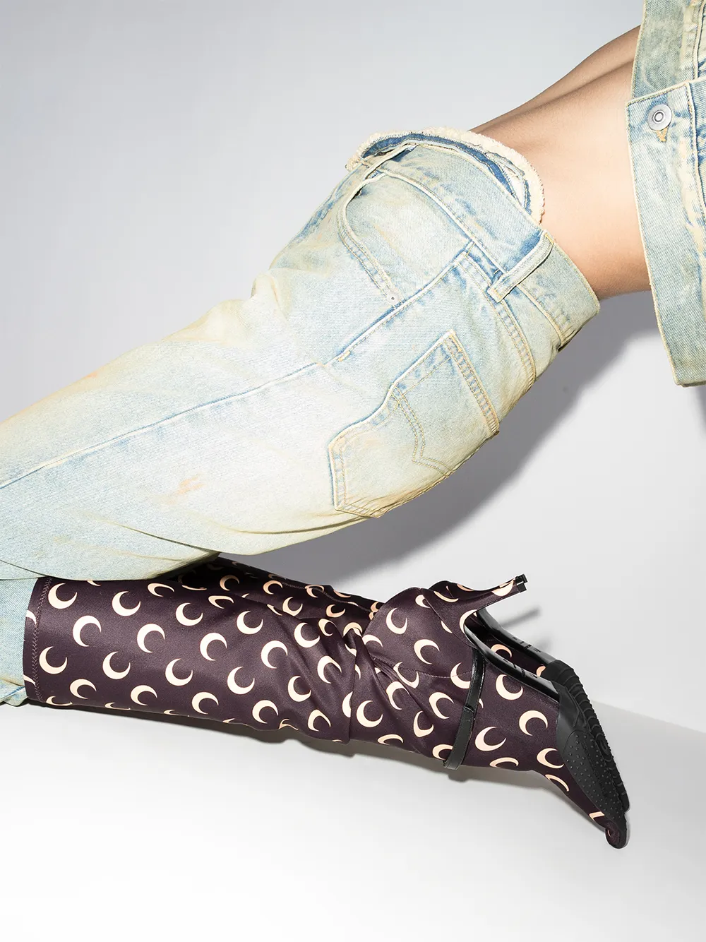 Women Marine Serre Second Skin 75mm Moon-print Boots - Image 3