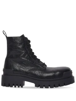 Men Balenciaga Strike Lace-up Leather Boots