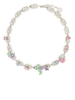 Women Versace Greek Key Flower-crystal Necklace