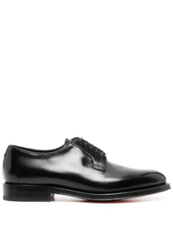Men Santoni Polished-leather Derby Shoes