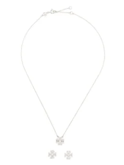 Women Tory Burch Kira Double-T Necklace And Earring Set
