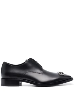 Men Balenciaga Logo-plaque Leather Derby Shoes