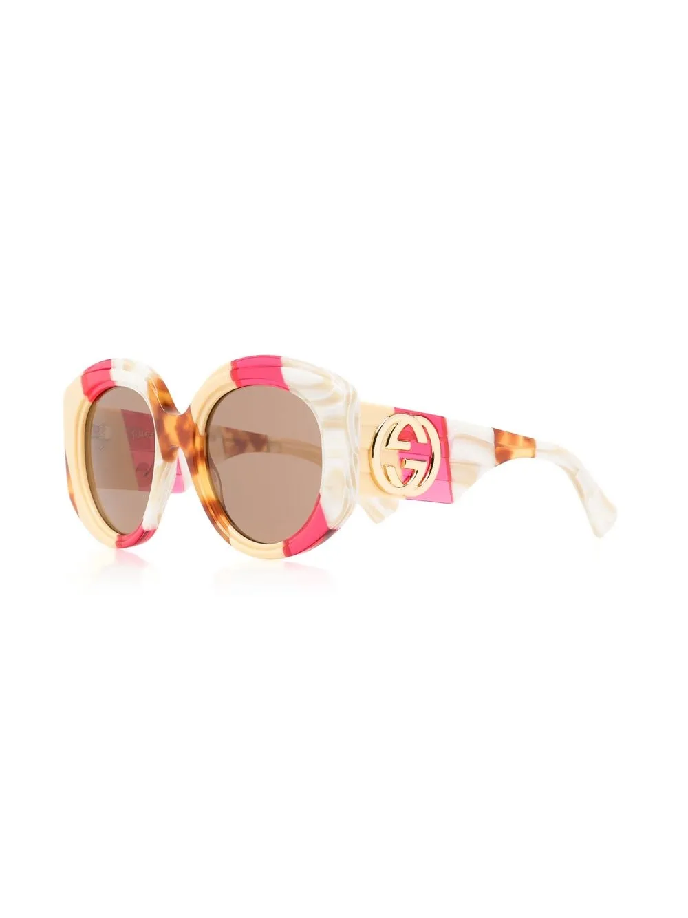 Women Gucci Eyewear Round-frame Striped Sunglasses - Image 2