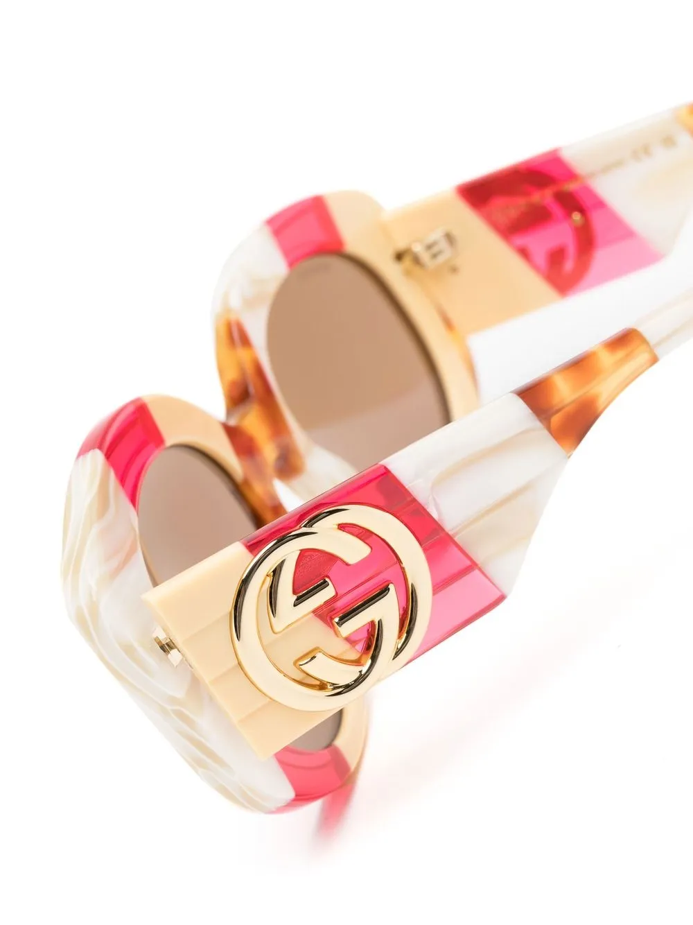 Women Gucci Eyewear Round-frame Striped Sunglasses - Image 3