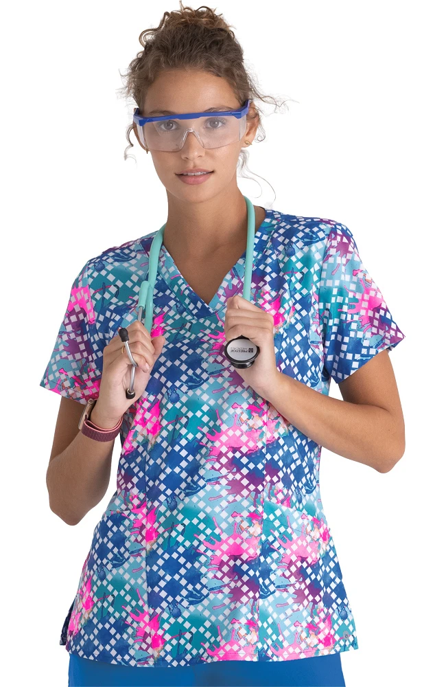 Clearance Women's V-Neck Sapphire Splendor Print Top