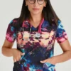 Women's V-Neck Tropical Scents Print Scrub Top