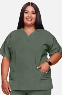 Women's V-Neck 2 Pocket Solid Scrub Top