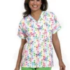 Cherokee Clearance Women's V-Neck 2 Pocket Butterfly Dots Print Scrub Top