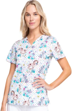 Cherokee Clearance Women's Jungle Babes Print Scrub Top