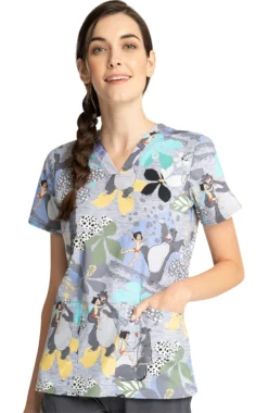 Cherokee Clearance Women's Boogie Bear Print Scrub Top