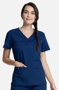 Women's Knit Panel Solid Scrub Top