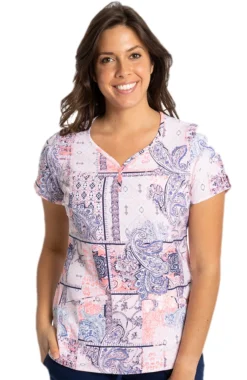 Clearance Women's Isabel Patch Work Print Scrub Top