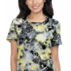 Clearance Women's Lola Sunny Tie Dye Butterfly Print Scrub Top