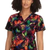 Clearance Planet Koi Women's Aria Falling Leaves Print Scrub Top