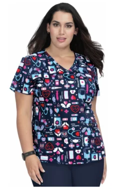 Clearance Women's Leslie Nurse Life Print Scrub Top