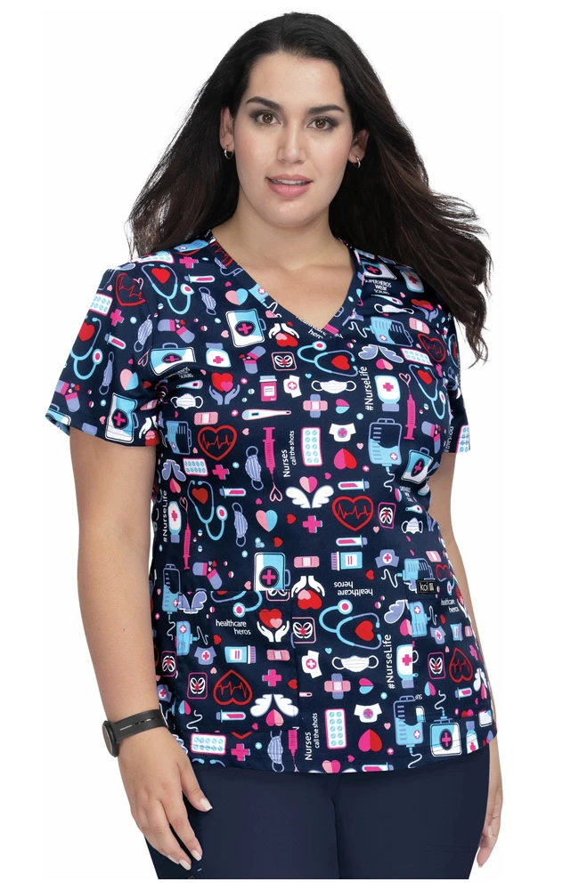 Clearance Women's Leslie Nurse Life Print Scrub Top