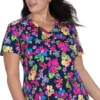 Women's Leslie Hono & Hibiscus Print Scrub Top