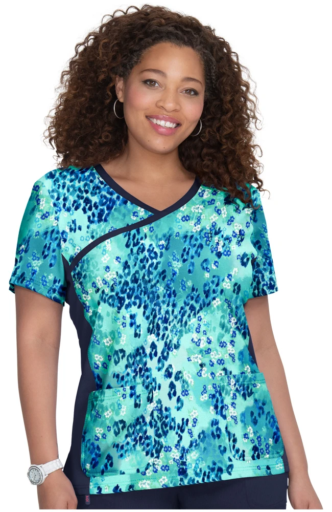 Clearance Women's Raquel Animal Petals Print Scrub Top