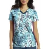 Clearance Women's Splash Of Wild Blue Print Scrub Top