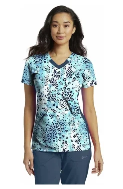 Clearance Women's Splash Of Wild Blue Print Scrub Top