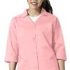 Clearance Women's ¾ Sleeve Button Front Solid Smock Scrub Jacket