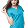 Clearance Women's Sporty V-Neck Solid Scrub Top