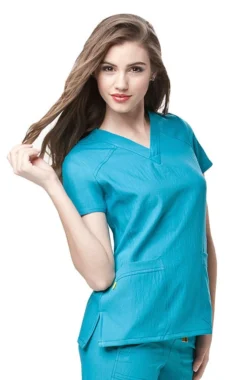Clearance Women's Sporty V-Neck Solid Scrub Top