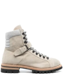 Men Eleventy Contrast-panel Suede Ankle Boots