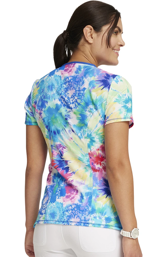 Cherokee Women's Tie Dye Burst Print Scrub Top - Image 2