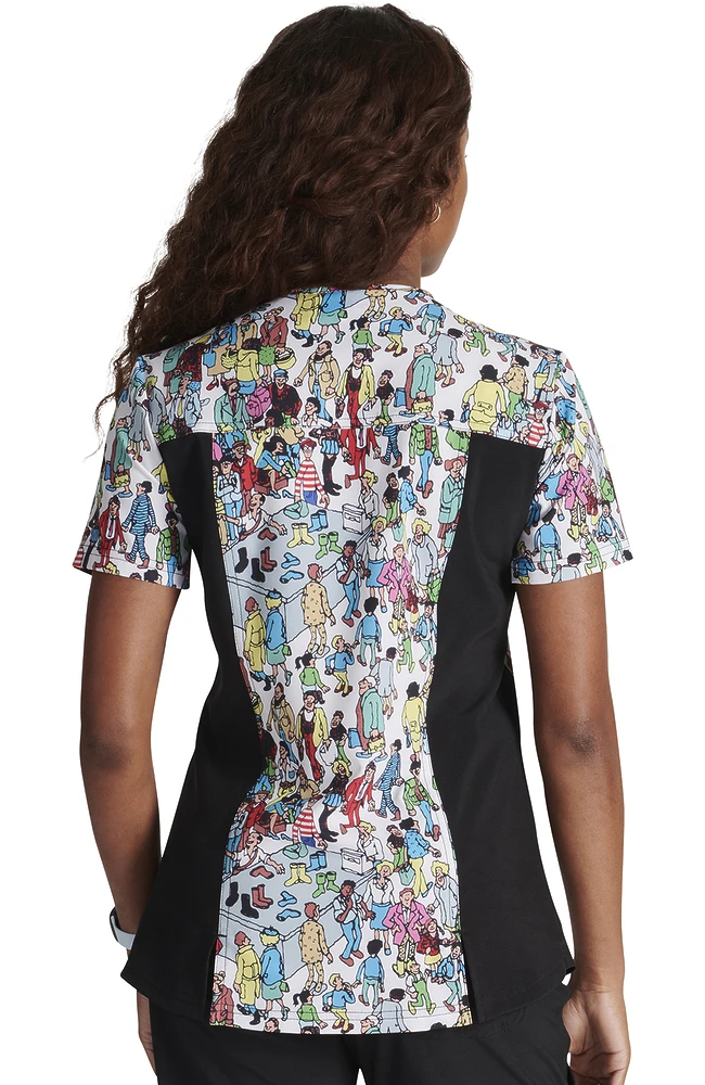 Cherokee Women's Where's Waldo? Print Scrub Top - Image 2