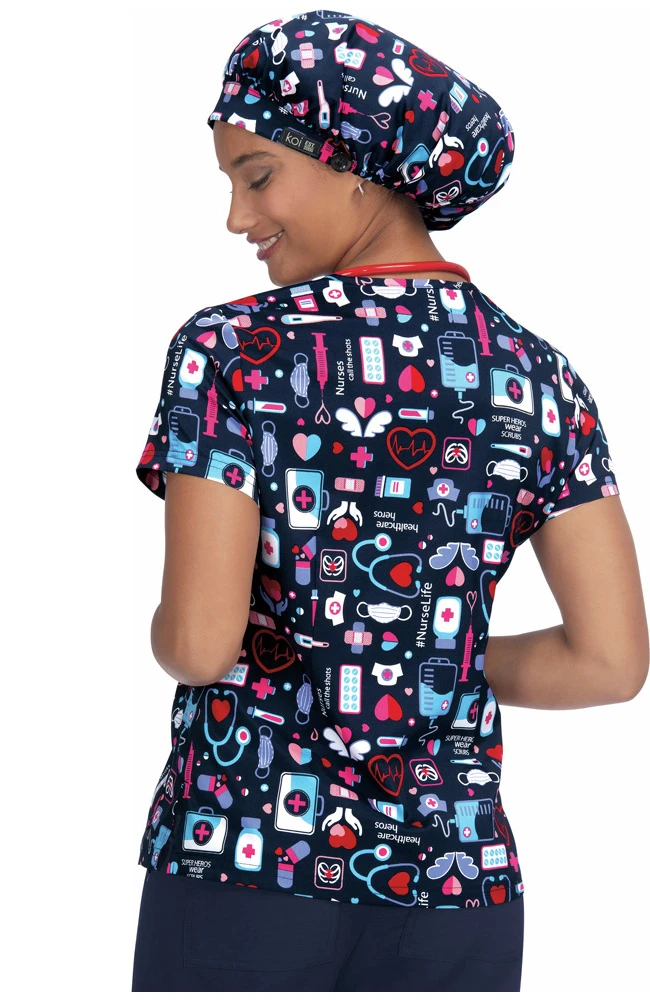 Clearance Women's Leslie Nurse Life Print Scrub Top - Image 2