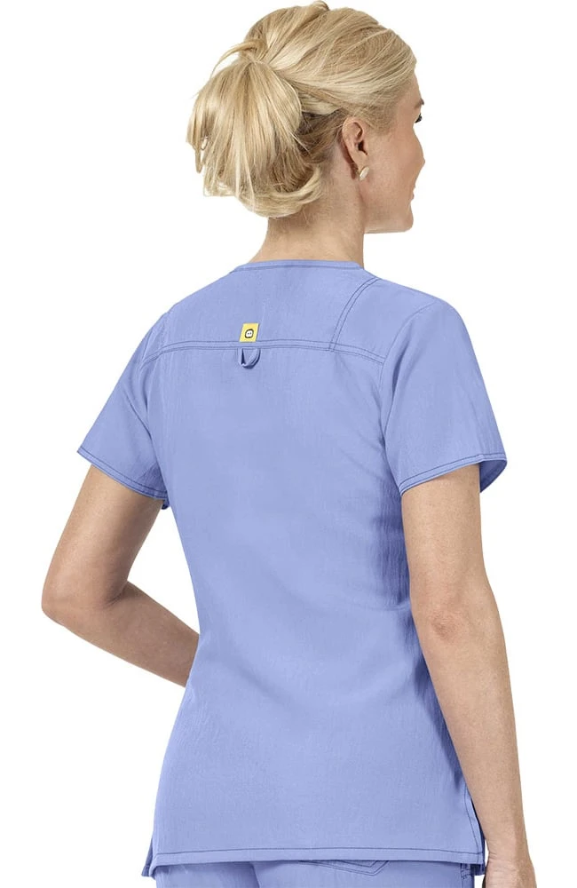Clearance Women's Sporty V-Neck Solid Scrub Top - Image 2