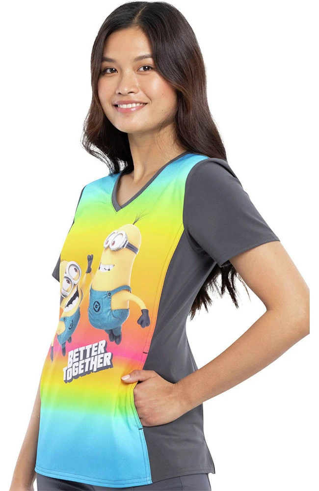 Cherokee Clearance Women's Friends Together Print Scrub Top - Image 3