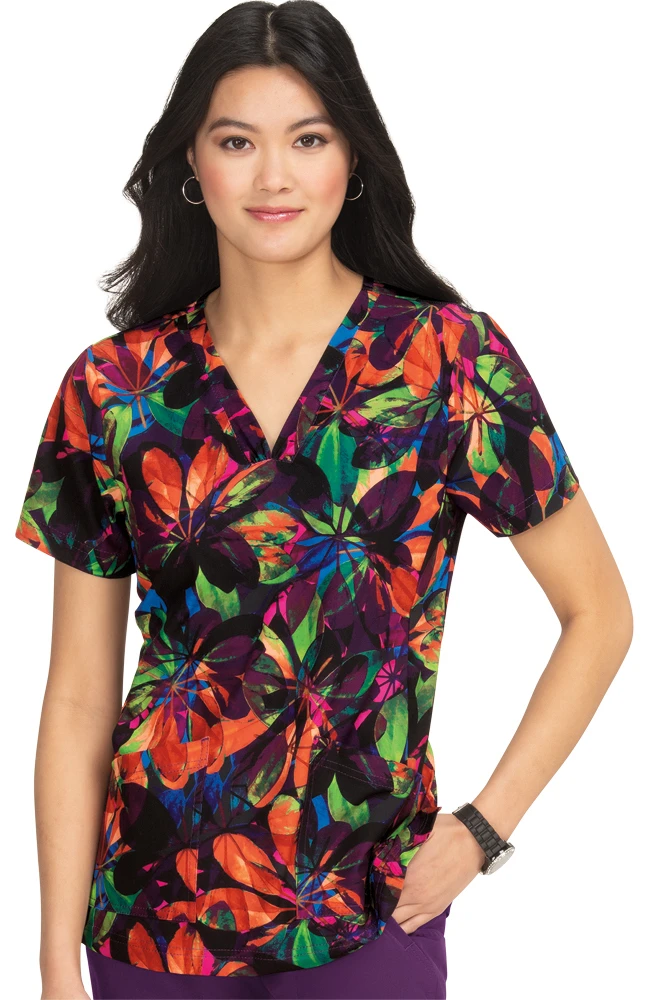 Clearance Planet Koi Women's Aria Falling Leaves Print Scrub Top - Image 3