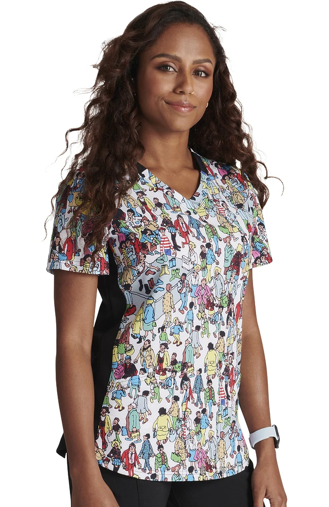 Cherokee Women's Where's Waldo? Print Scrub Top - Image 4