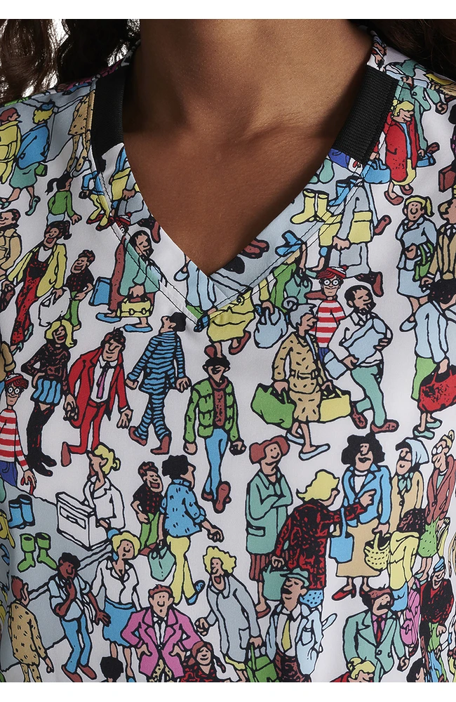Cherokee Women's Where's Waldo? Print Scrub Top - Image 7